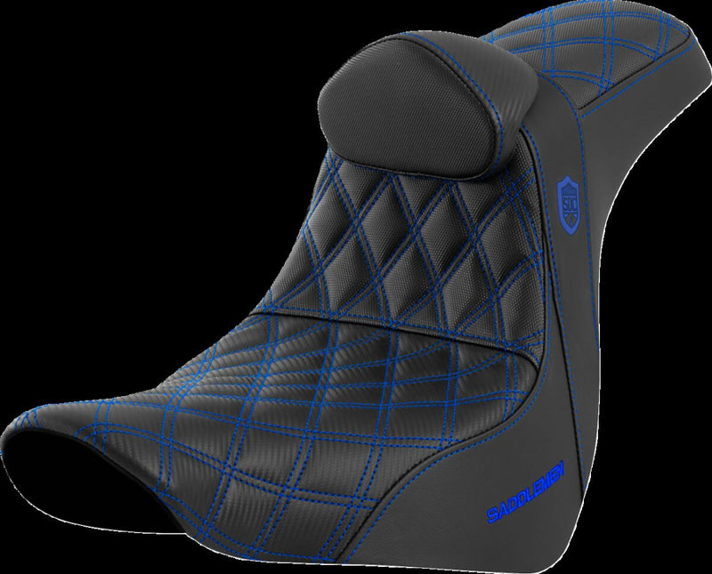 Saddlemen Pro Series SDC Performance Grip Seat - Saddlehyde™, Each, 2-Up Seat - Black / Blue for Harley-Davidson Softail & FXR 2018-2026