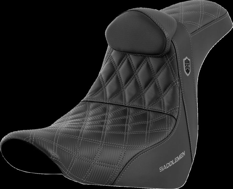 Saddlemen Pro Series SDC Performance Grip Seat - Saddlehyde™, Each, 2-Up Seat - Black / Gray for Harley-Davidson Softail & FXR 2018-2026