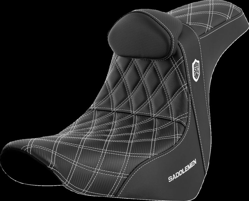 Saddlemen Pro Series SDC Performance Grip Seat - Each, 2-Up Seat, Saddlehyde™ - Black / White for Harley-Davidson Softail & FXR 2018-2026
