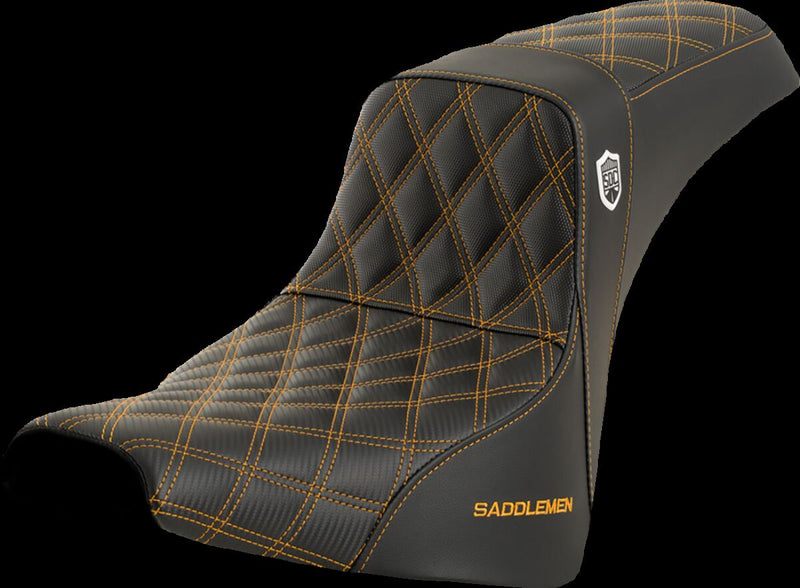 Saddlemen Pro Series SDC Performance Grip Seat - Saddlehyde™, 2-Up Seat, Each - Black / Gold for Harley-Davidson Softail 2018-2026