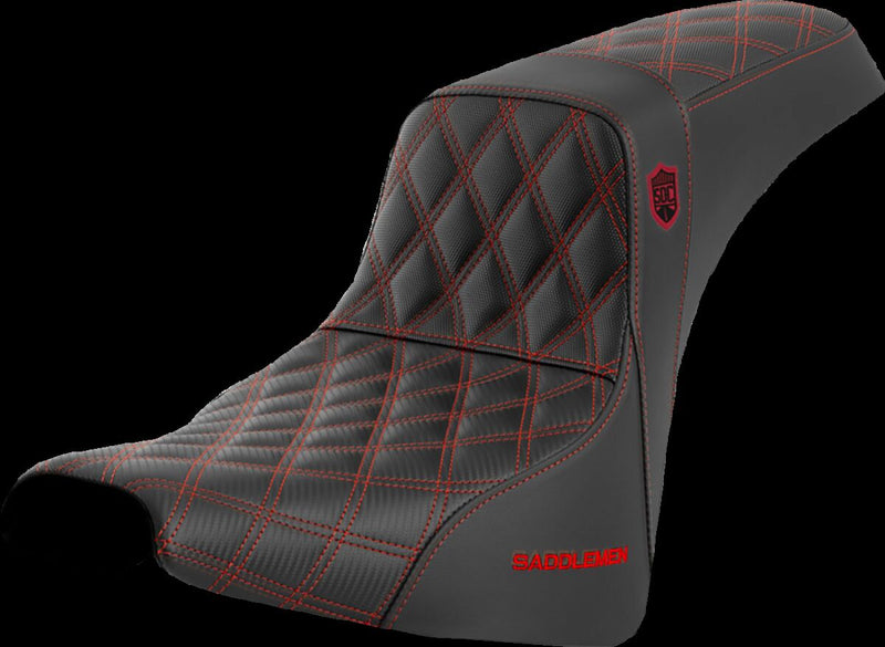 Saddlemen Pro Series SDC Performance Grip Seat - Each, Saddlehyde™, 2-Up Seat - Black / Red for Harley-Davidson Softail 2018-2026