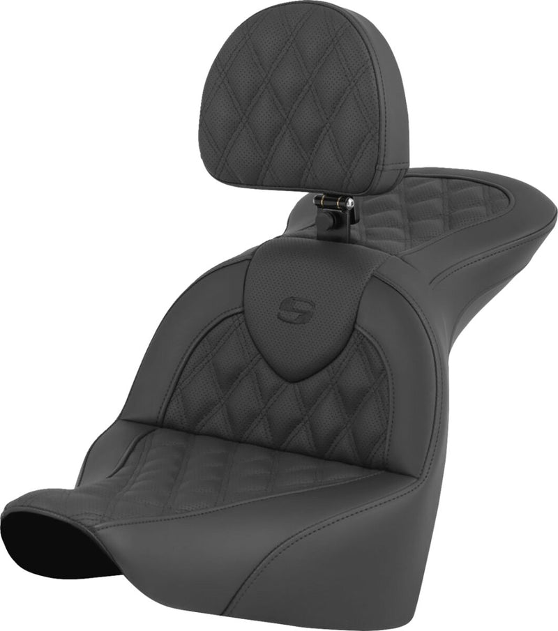 Saddlemen Roadsofa™ Seat - Each, Leather /  Saddlehyde™, 2-Up Seat - Black for Harley-Davidson Softail 2018-2026