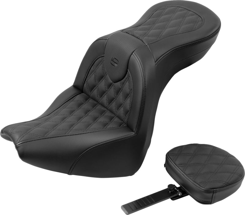 Saddlemen Roadsofa™ Standard Reach Seat - 2-Up Seat, Saddlehyde™ - Black for Harley-Davidson Softail 2018-2020