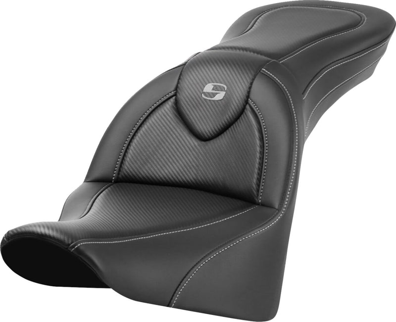 Saddlemen Roadsofa™ Carbon Fiber Seat - Saddlehyde™, Each, 2-Up Seat - Black for Harley-Davidson Softail & Dyna 2018-2026