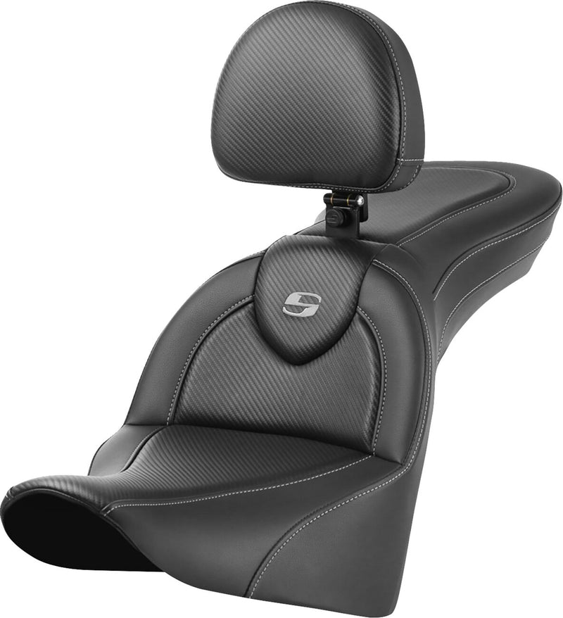 Saddlemen Roadsofa™ Carbon Fiber Seat - Saddlehyde™, 2-Up Seat, Each - Black for Harley-Davidson Softail & Dyna 2018-2026