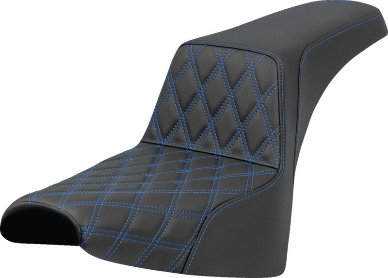 Saddlemen Lattice Stitch Step-up Seat - 2-Up Seat, Saddlehyde™, Each - Black / Blue for Harley-Davidson Softail 2018-2023