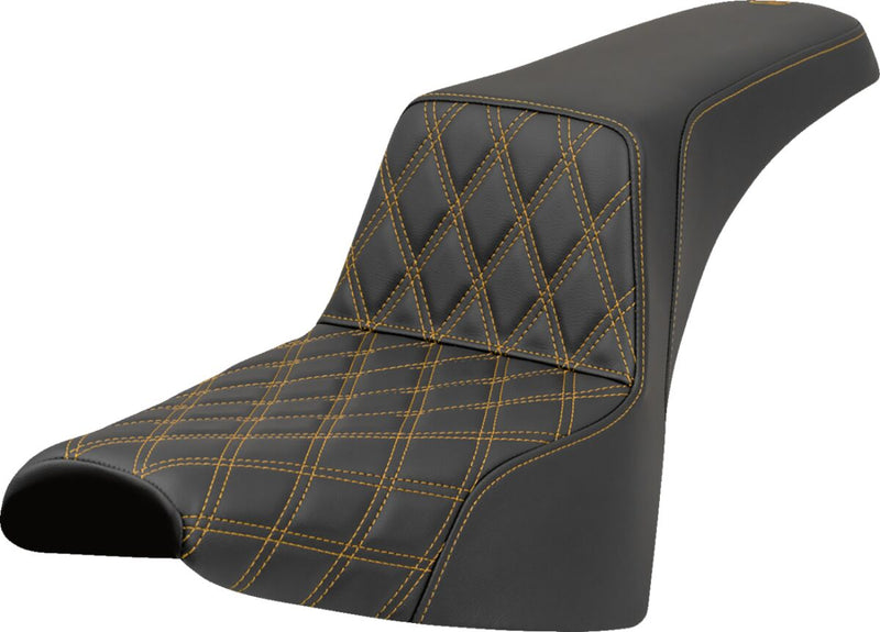 Saddlemen Lattice Stitch Step-Up Seat for 2018-2023 Harley-Davidson Black Gold 2-Up Seat Saddlehyde™ #818-30-17207