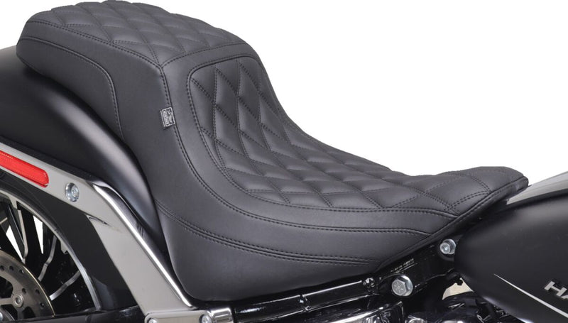 Mustang Squareback Seat for 2023-2026 Harley-Davidson FXBR 1923 ABS Black 2-Up Seat One-Piece Vinyl #86006