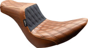 Le Pera Tailwhip Seat for 2018-2025 Harley-Davidson Black Brown 2-Up Seat BikerTec #LYR-580TDV01