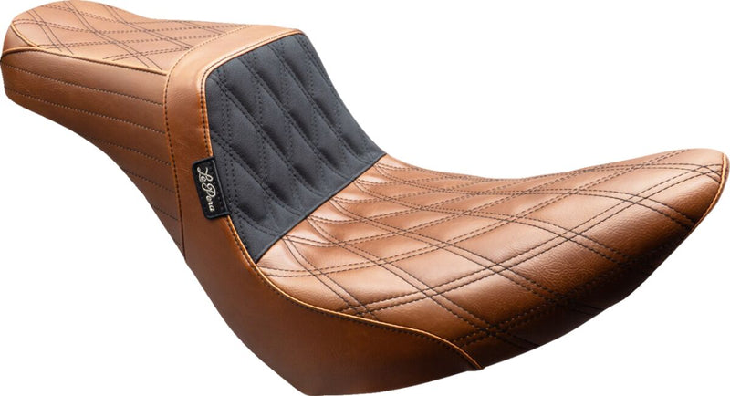 Le Pera Tailwhip Seat for 2018-2025 Harley-Davidson Black Brown 2-Up Seat BikerTec #LYR-580TDV01