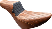 Le Pera Tailwhip Daddy Long Legs Seat for 2018-2025 Harley-Davidson Black Brown 2-Up Seat BikerTec #LYR-580DLTDV01