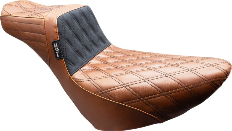 Le Pera Tailwhip Daddy Long Legs Seat for 2018-2025 Harley-Davidson Black Brown 2-Up Seat BikerTec #LYR-580DLTDV01