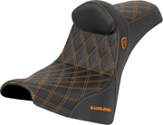 Saddlemen Pro Series SDC Performance Grip Seat for 2018-2026 Harley-Davidson Black Orange 2-Up Seat Saddlehyde™ #SC81830DB3