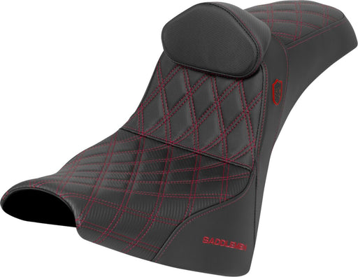 Saddlemen Pro Series SDC Performance Grip Seat for 2018-2026 Harley-Davidson Black Red 2-Up Seat Saddlehyde™