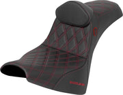 Saddlemen Pro Series SDC Performance Grip Seat for 2018-2026 Harley-Davidson Black Red 2-Up Seat Saddlehyde™ #SC81830DB4