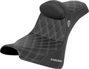 Saddlemen Pro Series SDC Performance Grip Seat for 2018-2026 Harley-Davidson Black Silver 2-Up Seat Saddlehyde™ #SC81830DB5