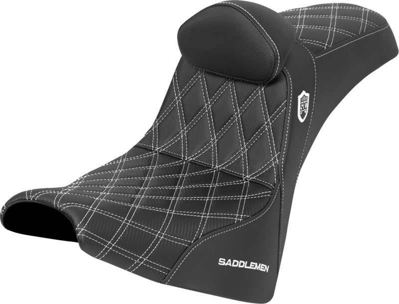 Saddlemen Pro Series SDC Performance Grip Seat for 2018-2026 Harley-Davidson Black White 2-Up Seat Saddlehyde™ #SC81830DB6