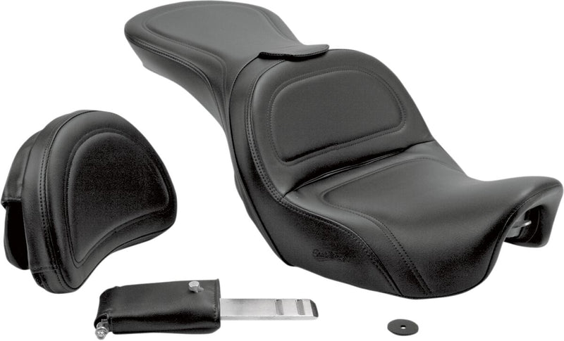 Saddlemen Explorer Seat w/Driver Backrest for 2006-2017 Harley-Davidson Dyna Motorcycles Black #806-04-0301