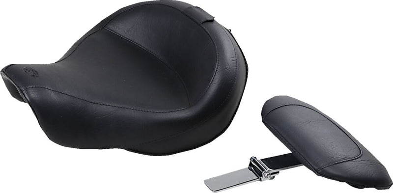 Mustang Wide Solo Seat with Removable Backrest Vintage Black Leather Vinyl #79358