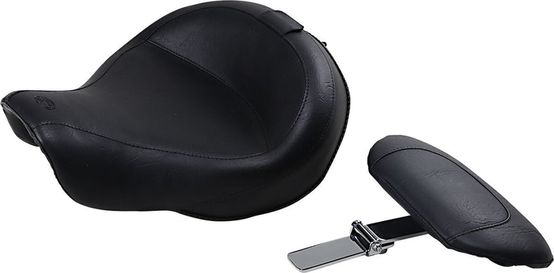 Mustang Wide Solo Seat with Removable Backrest Vintage Black Leather Vinyl Each