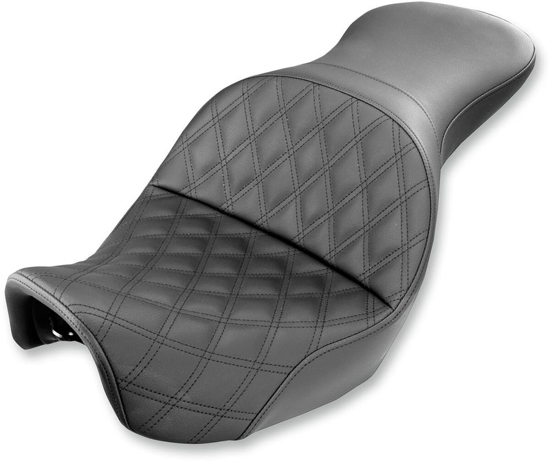 Saddlemen Black Explorer Lattice-Stitch Touring Seat for 2006-2017 Harley-Davidson Dyna Motorcycles