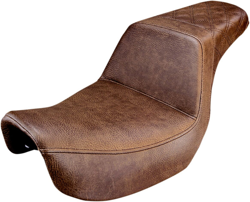 Saddlemen Rear Lattice Stitch Step-Up Seat for 2006-2017 Harley-Davidson Dyna Motorcycles Brown
