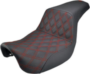 Saddlemen Black Step-Up Latice Stitch Seat w/Red Stitching for 2006-2017 Harley-Davidson Dyna Motorcycles