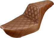 Saddlemen Brown Lattice Stitch Step-Up Seat for 1996-2003 Harley-Davidson Dyna Motorcycles #896-04-175BR