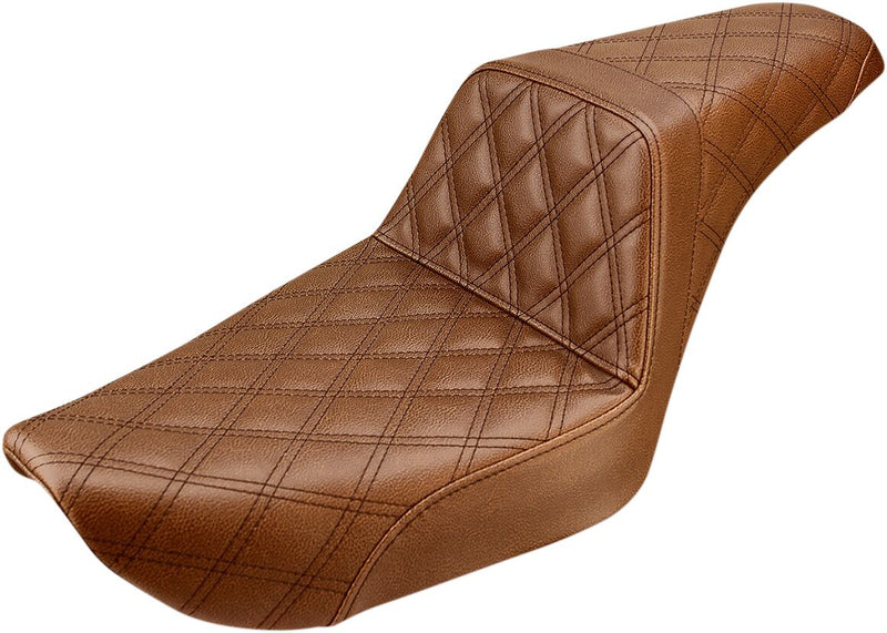 Saddlemen Brown Lattice Stitch Step-Up Seat for 1996-2003 Harley-Davidson Dyna Motorcycles #896-04-175BR
