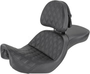Saddlemen Black Explorer Lattice-Stitch Touring Seat w/Driver Backrest for 2006-2017 Harley-Davidson Dyna Motorcycles