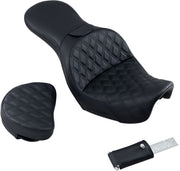 Saddlemen Black Explorer Lattice-Stitch Touring Seat w/Driver Backrest for 2006-2017 Harley-Davidson Dyna Motorcycles #806-04-030LS