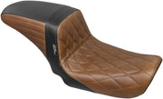 Le Pera Kickflip Seat Black Brown 2-Up Seat BikerTec Vinyl #LK-591DMBRNBK