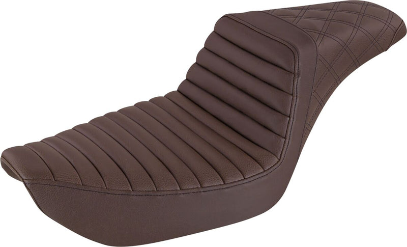 Saddlemen Brown Rear Lattice Stitch Tuck N Roll Seat for 1996-2003 Harley-Davidson Dyna Motorcycles #896-04-176BR