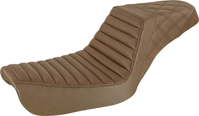 Saddlemen Brown Tuck N Roll Step Up Seat w/Rear Lattice Stitch for 2004-2005 Harley-Davidson Dyna Low Rider and 2004-2005 Harley-Davidson Dyna Super Glide Motorcycles #804-04-176BR