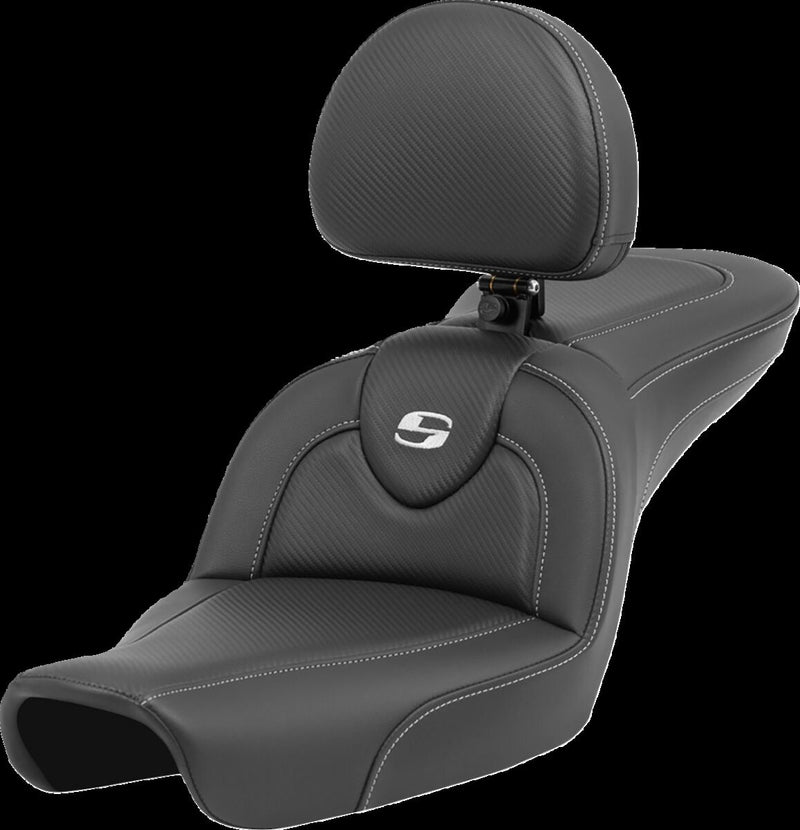Saddlemen Roadsofa™ Carbon Fiber Seat - Each, 2-Up Seat, Saddlehyde™ - Black for Harley-Davidson Dyna 1996-2003