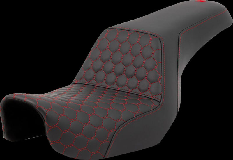 Saddlemen Honeycomb Step-up Seat - 2-Up Seat, Each, Saddlehyde™ - Black / Red for Harley-Davidson Dyna 2006-2017