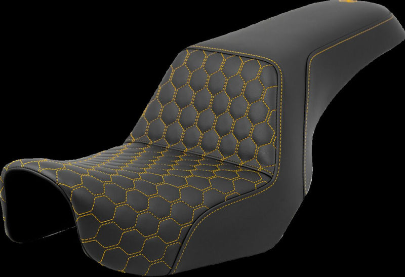 Saddlemen Honeycomb Step-up Seat - Each, Saddlehyde™, 2-Up Seat - Black / Gold for Harley-Davidson Dyna 2006-2017