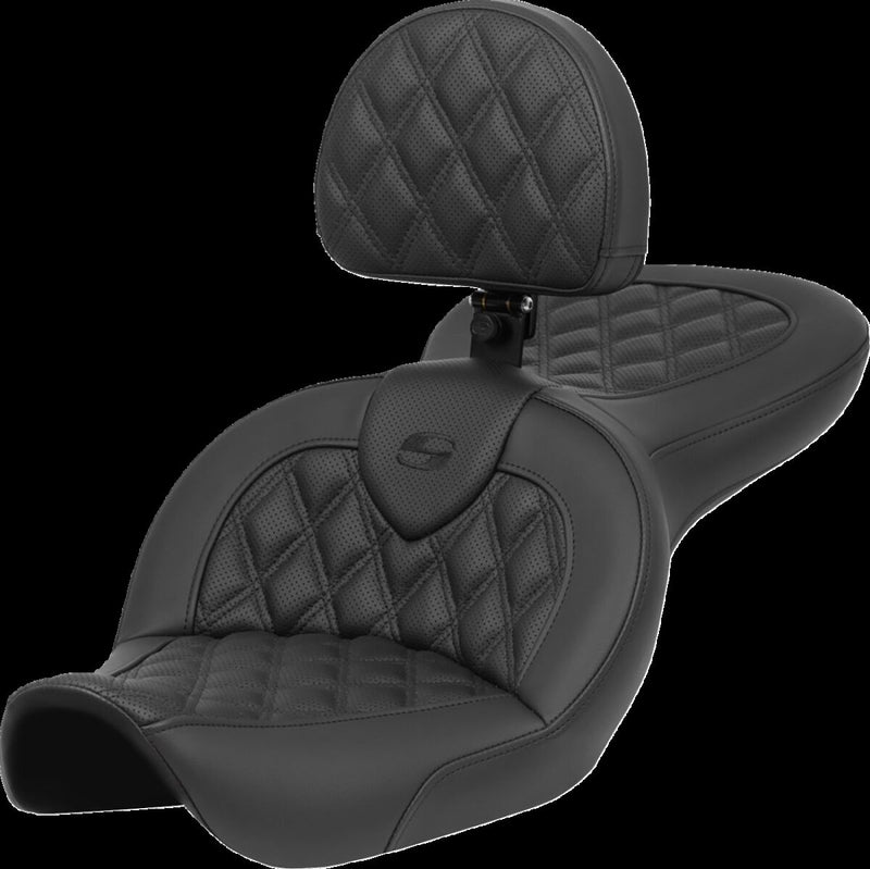 Saddlemen Roadsofa™ Standard Reach Seat - 2-Up Seat, Saddlehyde™ - Black for Harley-Davidson Dyna 1996-2003