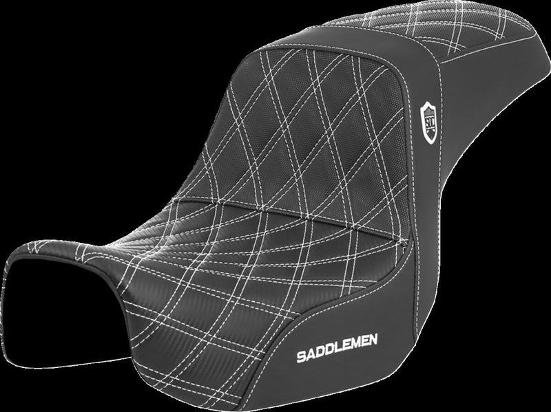 Saddlemen Pro Series SDC Performance Grip Seat - 2-Up Seat, Each, Saddlehyde™ - Black / White for Harley-Davidson Dyna 2006-2017