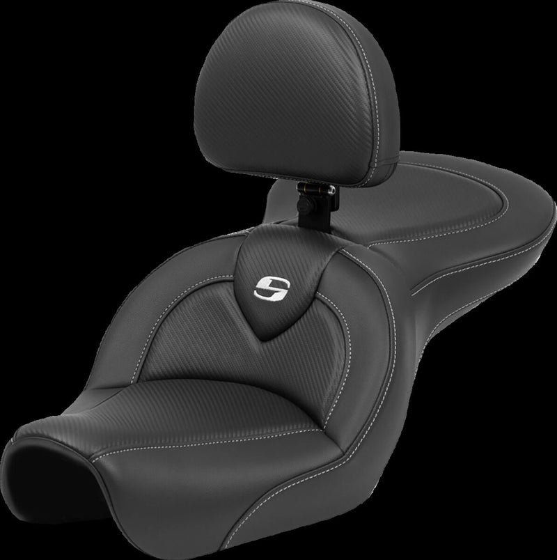 Saddlemen Roadsofa™ Carbon Fiber Seat - 2-Up Seat, Each, Saddlehyde™ - Black for Harley-Davidson Dyna 2004-2005