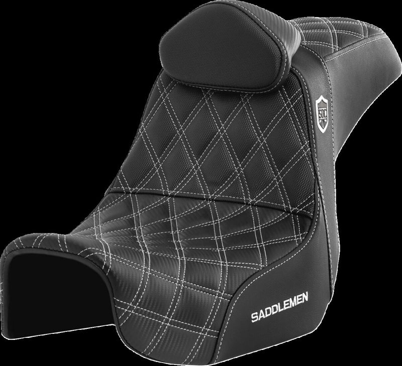 Saddlemen Pro Series SDC Performance Grip Seat - Each, Saddlehyde™, 2-Up Seat - Black / White for Harley-Davidson Dyna 2006-2017