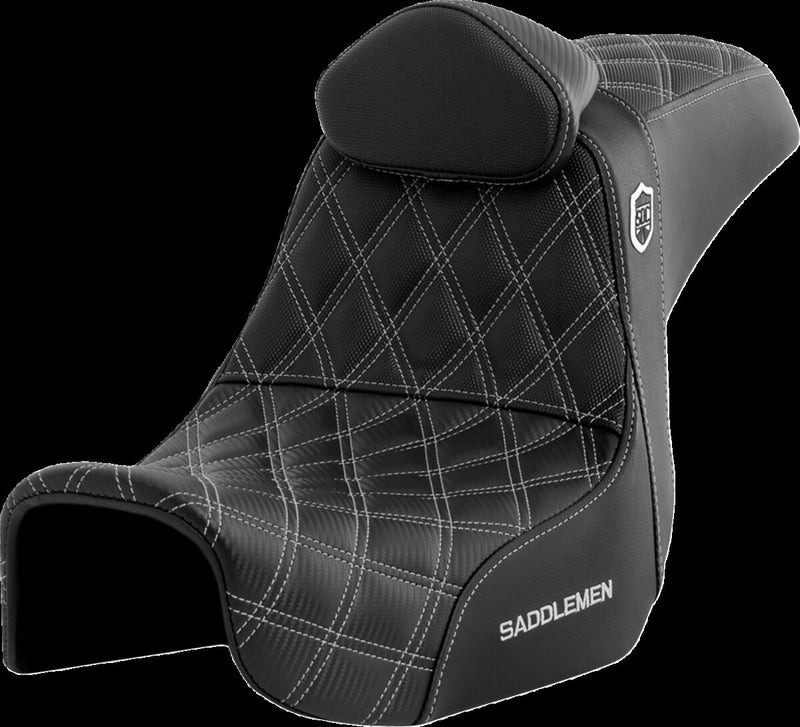 Saddlemen Pro Series SDC Performance Grip Seat - Each, Saddlehyde™, 2-Up Seat - Black / Silver for Harley-Davidson Dyna 2006-2017