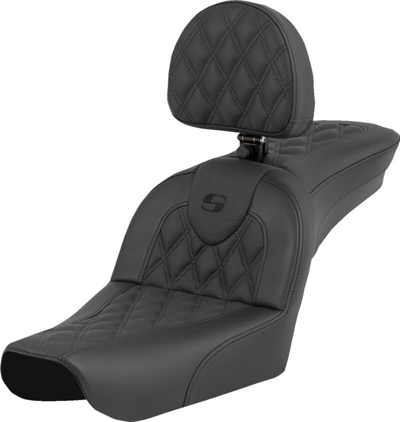 Saddlemen Roadsofa™ Seat - Leather, 2-Up Seat, Each - Black for Harley-Davidson Dyna 2004-2005