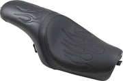 Drag Specialties Predator Solo Seat w/Black Flame Stitch for 2004-2022 Harley-Davidson Sportster Motorcycles
