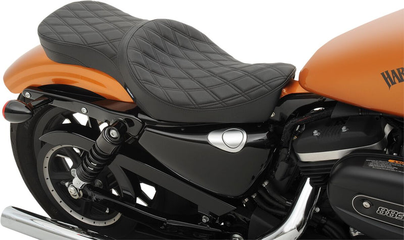 Drag Specialties Double Diamond Stitch Low Profile Double Bucket Seat for 2010-2022 Harley-Davidson Sportster Motorcycles