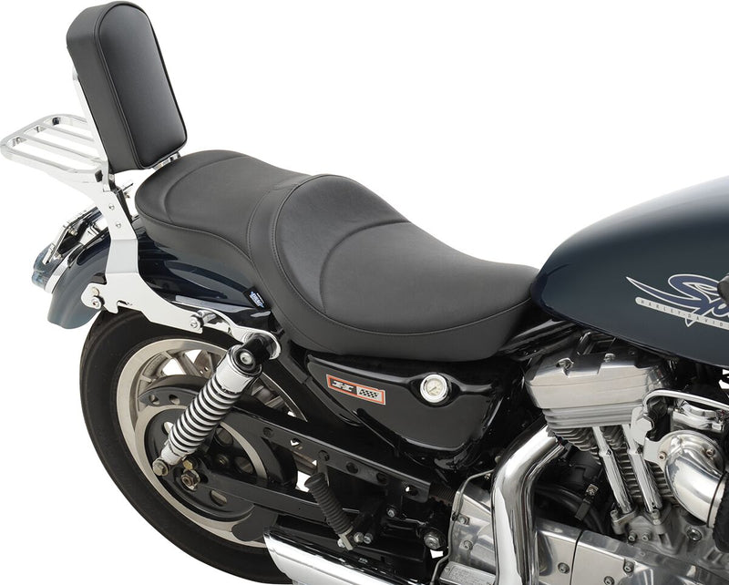 DRAG Specialties Seats Low-profile Double Bucket 2-up Vinyl Seat - 2-Up Seat, Each - Black for Harley-Davidson Sportster 1982-2003