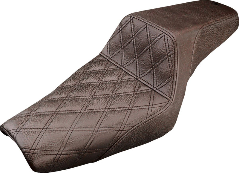 Saddlemen Front Lattice-Stitch Step-Up Seat for use with 4.5 Gallon Tank for 2004-2022 Harley-Davidson Sportster Motorcycles Brown