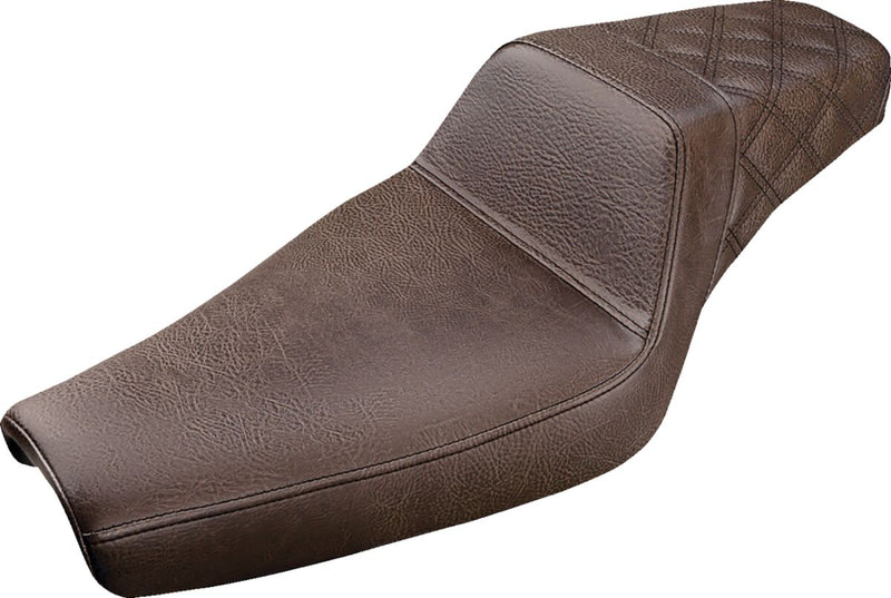 Saddlemen Rear Lattice Stitch Step-Up Seat for use with 3.3 Gallon Tank for 2004-2020 Harley-Davidson Sportster Motorcycles Brown