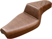 Saddlemen Rear Lattice Stitch Step-Up Seat for use with 4.5 Gallon Tank for 2004-2022 Harley-Davidson Sportster Motorcycles Brown #807-03-173BR