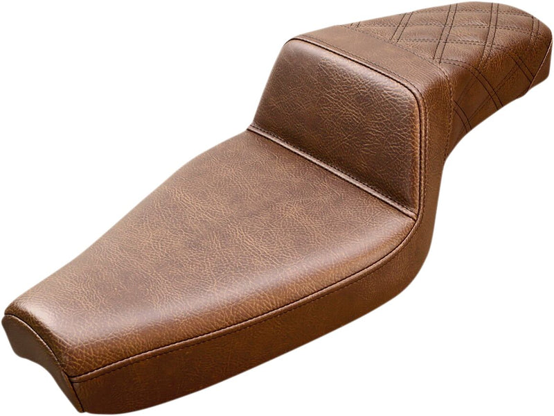 Saddlemen Rear Lattice Stitch Step-Up Seat for use with 4.5 Gallon Tank for 2004-2022 Harley-Davidson Sportster Motorcycles Brown